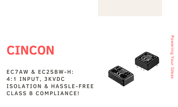 EC7AW和EC2SBW-H：4:1輸入，3KVdc隔離，輕鬆符合EN 55032 Class B認證